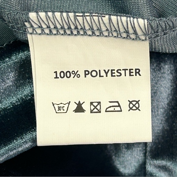 Womens Long Sleeve Velvet Dress Size 14 Stretchy V Neck Ruched Party Blue NWT - Picture 15 of 16